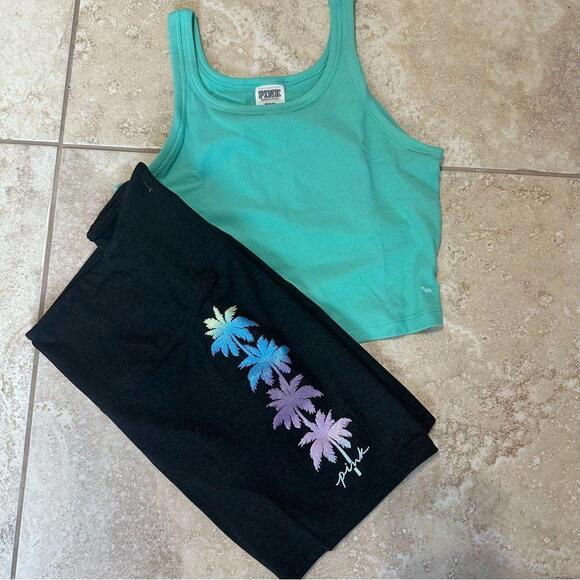 Pink Victoria Secret Tank top and Biker Short set - Picture 1 of 4